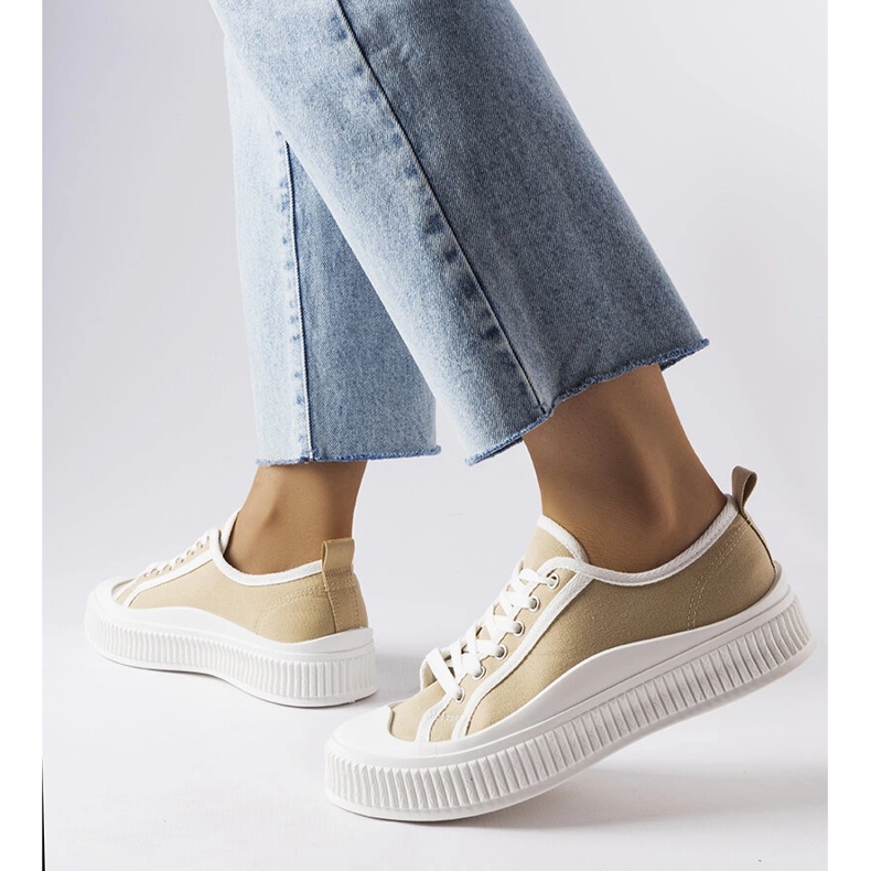 Beige Plateau-Sneaker von Alfianello 1