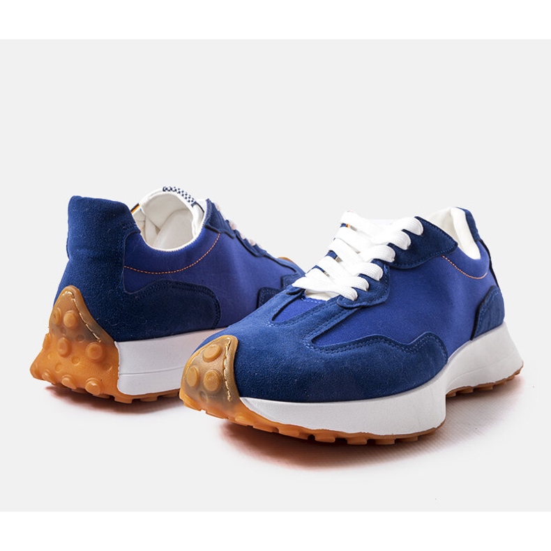 Marineblaue und orangefarbene Herren-Sneaker von Dorolis 1