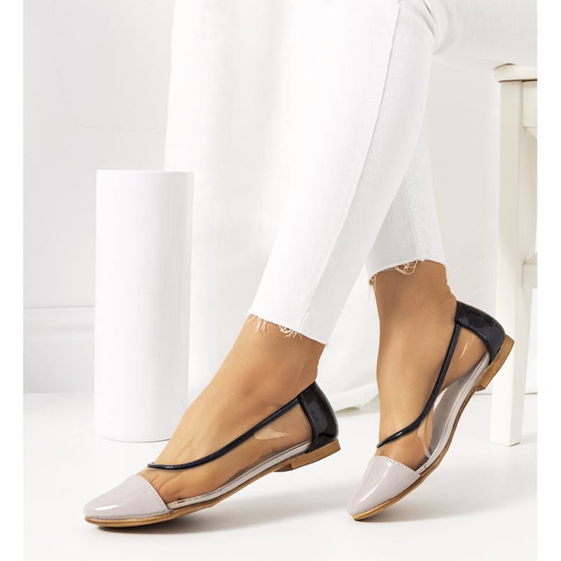 Violett transparente Pastella Ballerinas farblos schwarz 1