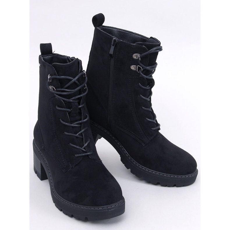 Reed Schwarze bequeme Stiefeletten mit hohem Absatz 1