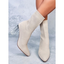 Destani Beige Sock Boots mit transparentem Absatz 2