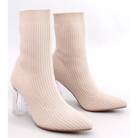 Destani Beige Sock Boots mit transparentem Absatz 1