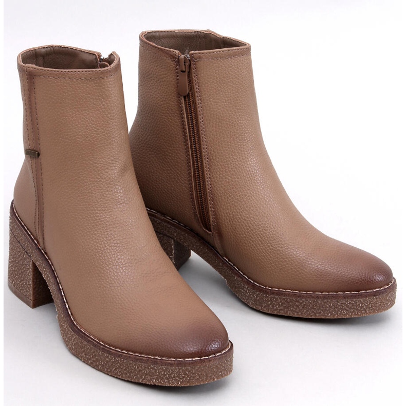 Tamika Beige Gummi-Stiefeletten mit hohen Absätzen 1