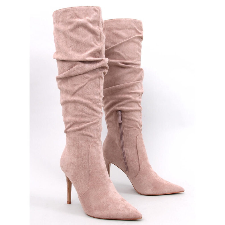Danielle Khaki klassische High-Heel-Stiefel beige 1