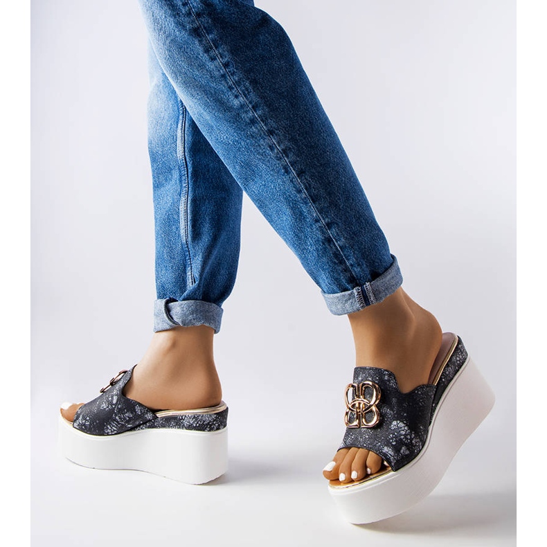 Schwarze Havanna-Keilsandalen 1