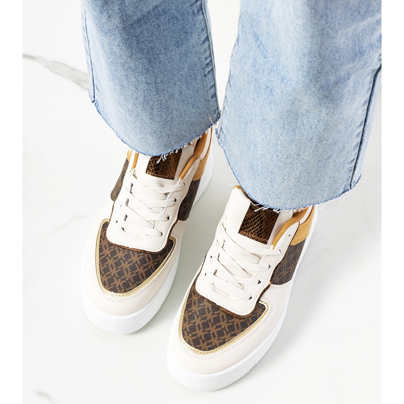 Beigefarbene Manal-Sneakers für Damen weiß braun 1