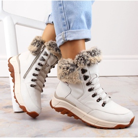 Wasserdichte Damenstiefeletten aus Leder, isoliert mit Wolle, weiß Rieker W0063-80 1