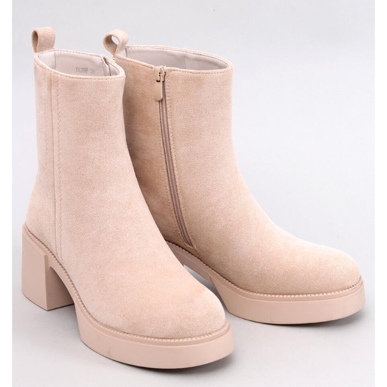 Ruffin Beige Stiefeletten mit stabilem Absatz 1