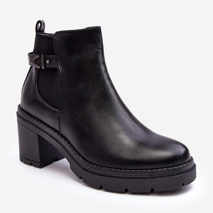 Damen-Stiefeletten mit massivem High Heel in Schwarz von Belinda 1