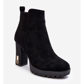 Klassische Wildleder-Stiefeletten mit hohem Absatz, Schwarz, Amy 1