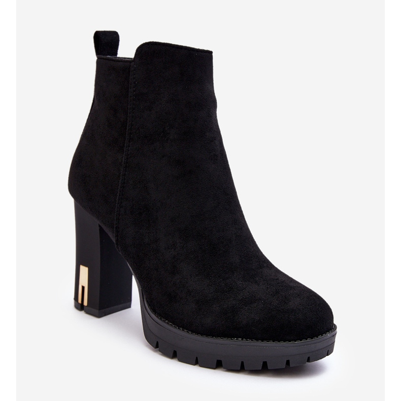 Klassische Wildleder-Stiefeletten mit hohem Absatz, Schwarz, Amy 1