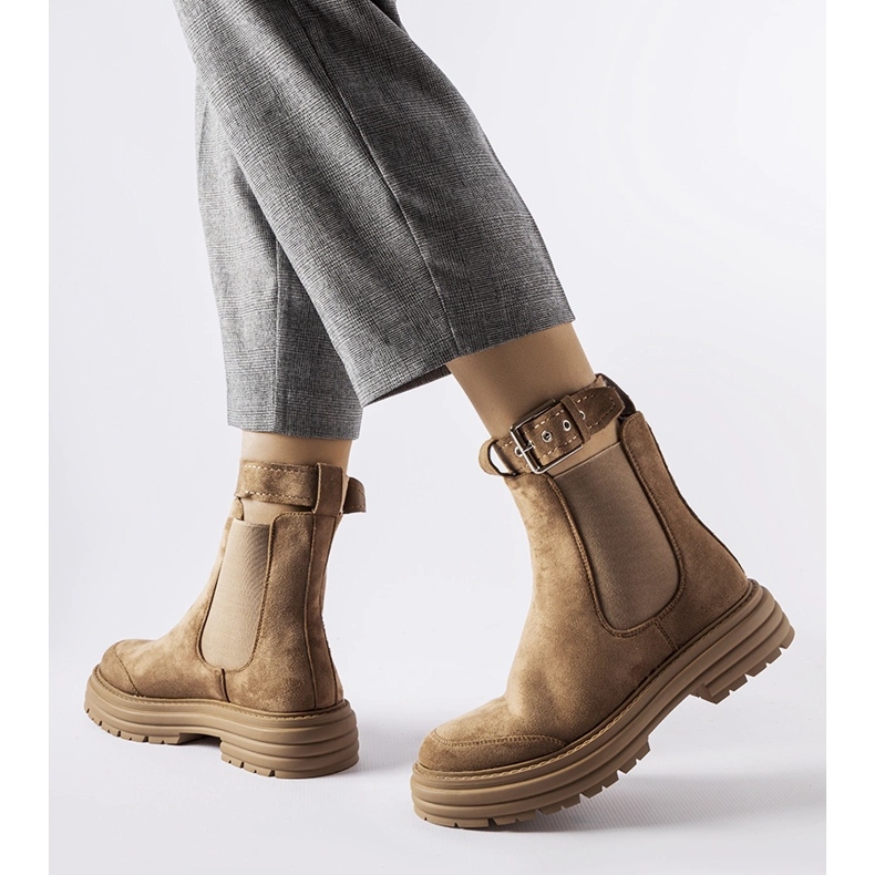 Braune Stiefeletten mit Zierschließe von Abela beige 1