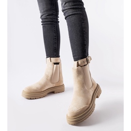 Beige Stiefeletten mit Zierschließe von Abela 1