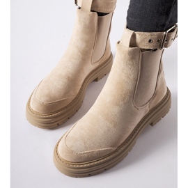 Beige Stiefeletten mit Zierschließe von Abela 2
