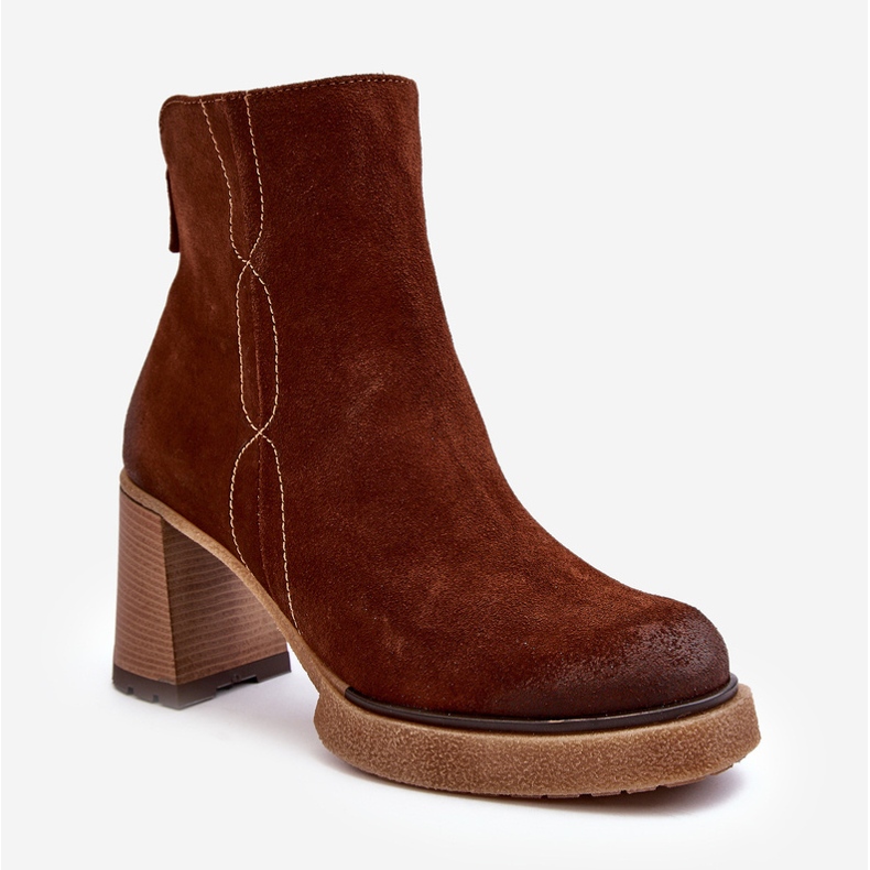 Wildleder-Damenstiefel mit hohem Absatz, braun Lemar Remilda 1