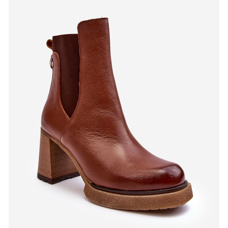 Lemar Liresa Lemar Stiefeletten aus braunem Leder mit hohem Absatz 1