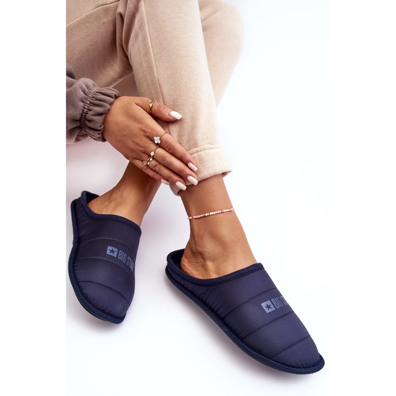Klassische marineblaue Damenhausschuhe Big Star KK274601 1
