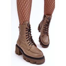 Isolierte Damenstiefel aus Leder Lemar Brown Rehin braun 1