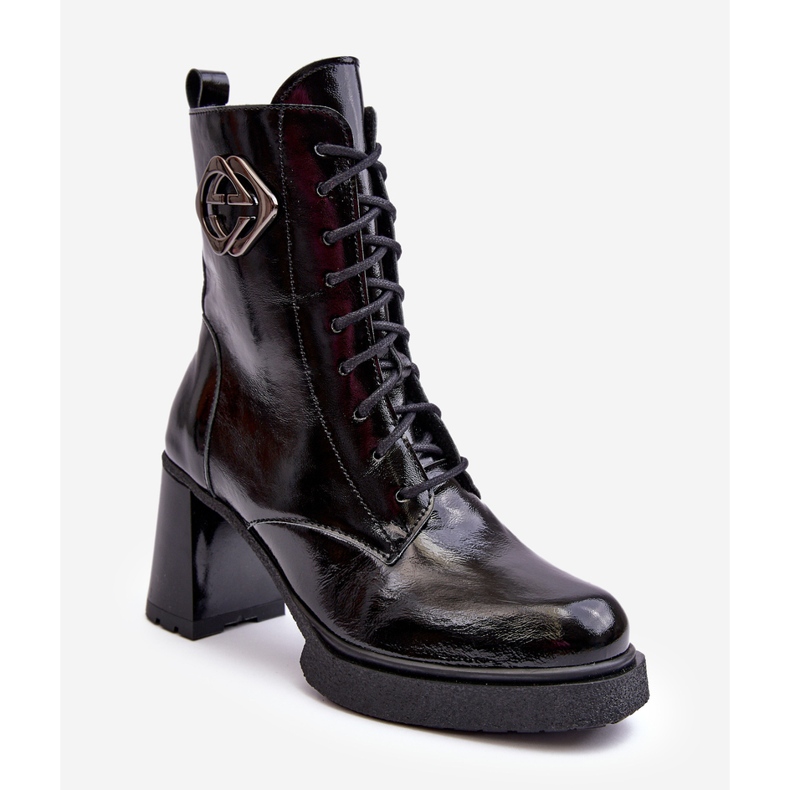 Hohe Damen-Stiefeletten aus Leder in Schwarz von Lemar Danel 1