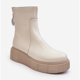 Damen-Lederstiefel auf der Plattform Hellbeige Lemar Jenefer 1