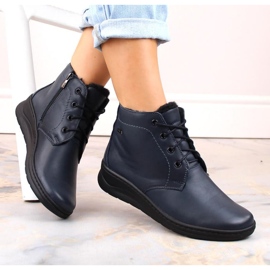 Helios W H584C isolierte Lederstiefel mit Schnürsenkeln und Reißverschluss, Marineblau 1