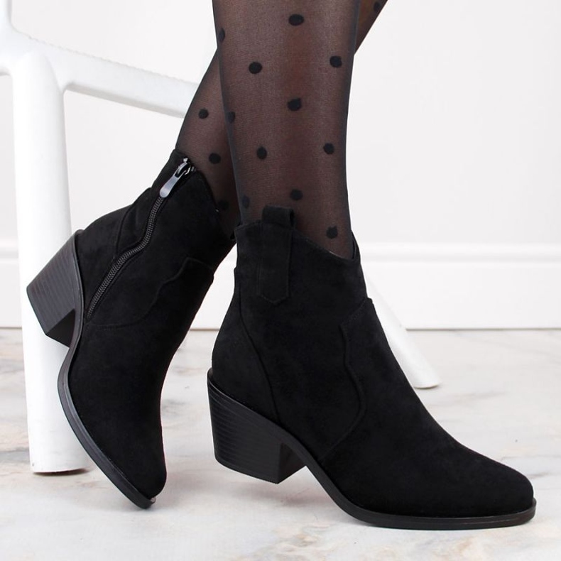 Wildleder-Cowboystiefel mit hohen Absätzen S.Barski W OLI241 schwarz 1