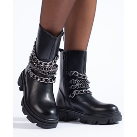 Damenbeutel mit Ketten schwarz 1