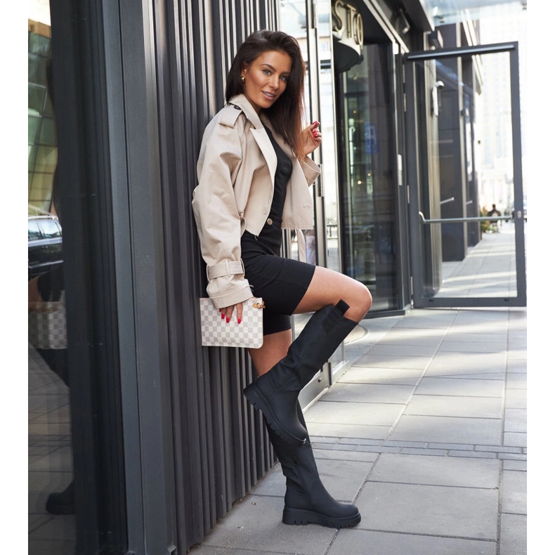 Mattschwarze, isolierte Jayden-Stiefel 1