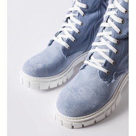 Blaue, mit Stoff isolierte Palmer-Stiefel 1