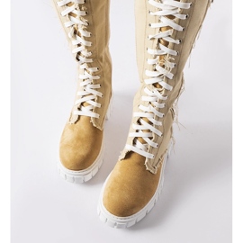 Isolierte Palmer-Stiefel aus beigem Stoff 1