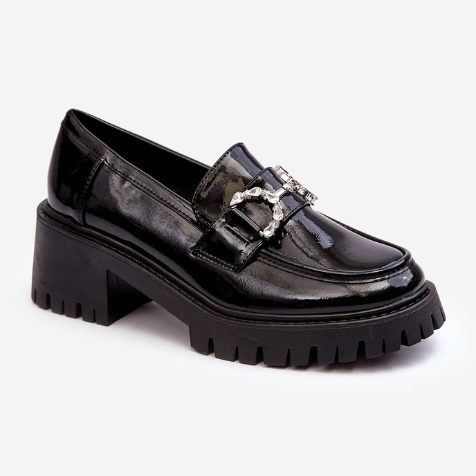 Damen-Lacklederschuhe mit massiven High Heels, Schwarz Lemmitty 1