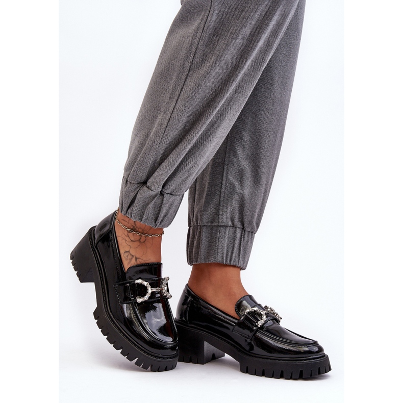 Damen-Lacklederschuhe mit massiven High Heels, Schwarz Lemmitty 2