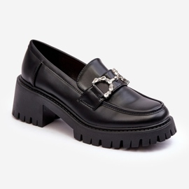 Damen-Lederschuhe mit massiven High Heels, Schwarz Lemmitty 1