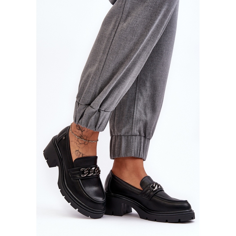 WS1 Leder-Damenschuhe mit niedrigem Absatz Schwarz Blimma 2