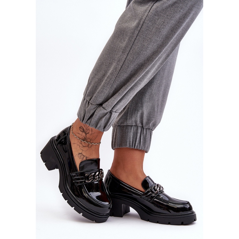 WS1 Damen-Lackleder-Schuhe mit niedrigem Absatz Schwarz Blimma 2