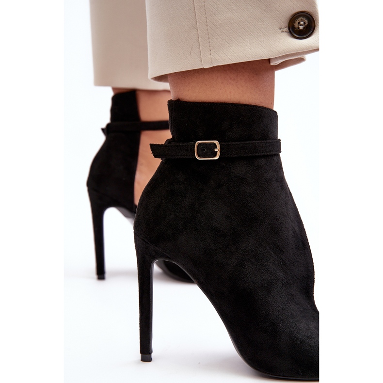 WS1 Damen-Stiefeletten aus Wildleder mit hohem Absatz, Schwarz Amalundi 2