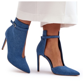 WS1 Damen-Jeans-Stiefeletten mit hohem Absatz, Blau Amalundi 8
