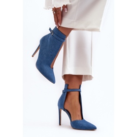 WS1 Damen-Jeans-Stiefeletten mit hohem Absatz, Blau Amalundi 3