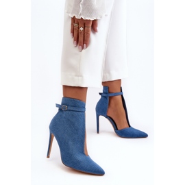 WS1 Damen-Jeans-Stiefeletten mit hohem Absatz, Blau Amalundi 2