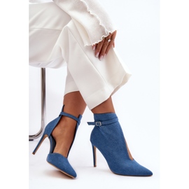 WS1 Damen-Jeans-Stiefeletten mit hohem Absatz, Blau Amalundi 6