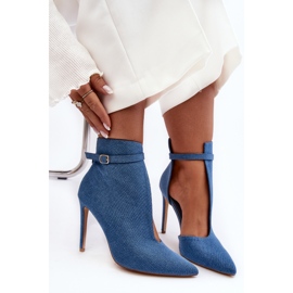 WS1 Damen-Jeans-Stiefeletten mit hohem Absatz, Blau Amalundi 7