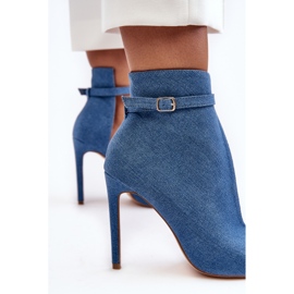 WS1 Damen-Jeans-Stiefeletten mit hohem Absatz, Blau Amalundi 4