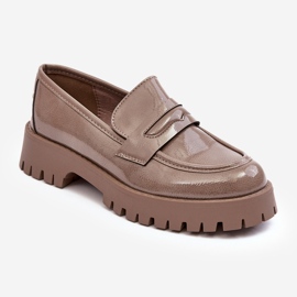 Lack-Loafer, flache Schuhe, Beige, Jannah 1
