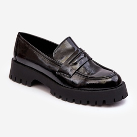WD1 Lack-Loafer-Schuhe mit flachem Absatz, Black Jannah schwarz 1