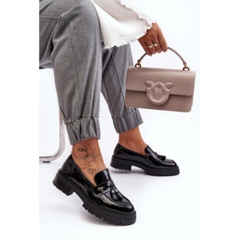 WD1 Lackleder-Loafer mit Fransen, schwarzes Velenase 2