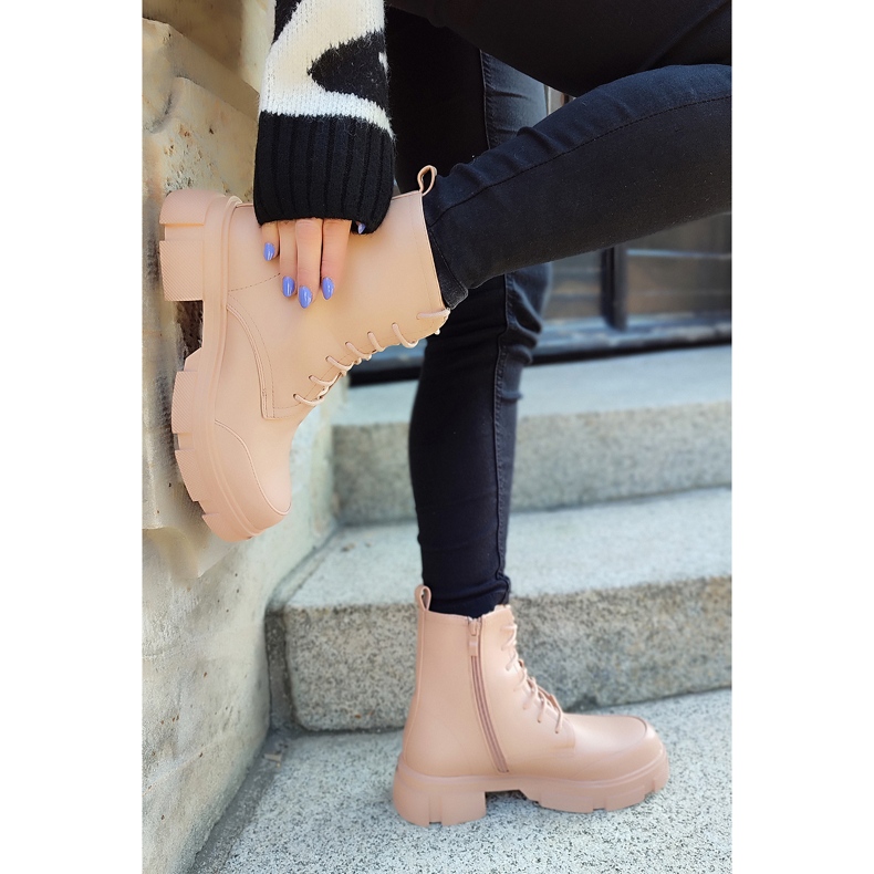 Damen-Schnürstiefeletten in Nude beige 1