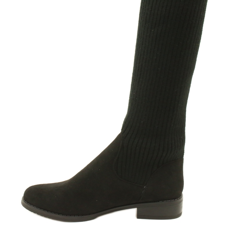 M.Daszyński Frauen gerippte Stiefel SA62-58 Schwarze Stiefel 5