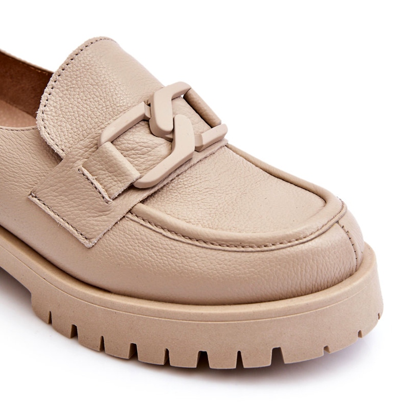 Lemar Modische Lederschuhe Beige Loafer 3