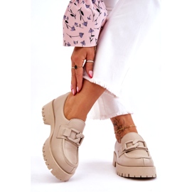 Lemar Modische Lederschuhe Beige Loafer 1