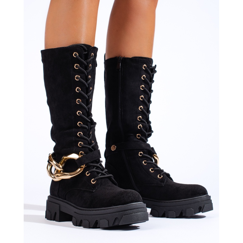 Wildleder-Schnürstiefel für Damen Shelovet schwarz 1